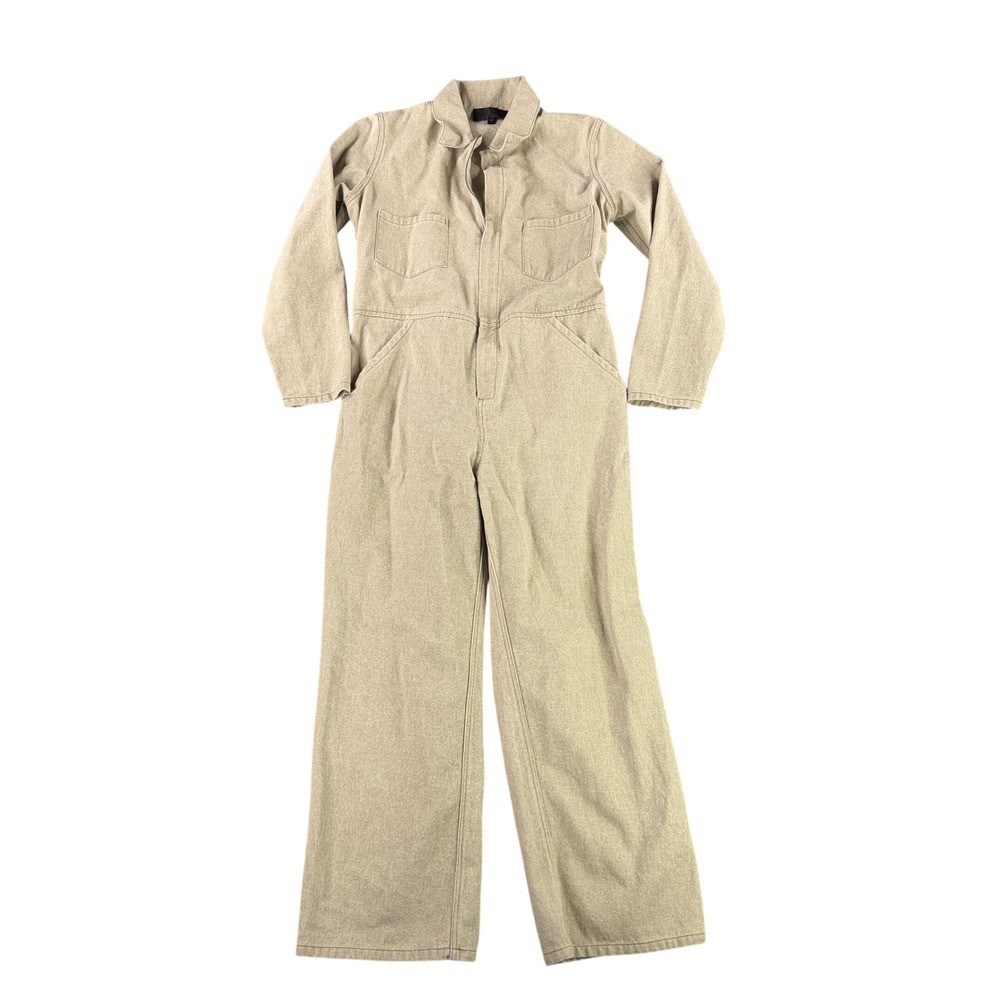 No.6 Store Jumpsuit Women Size 1 Tan Cotton Zip Front Wide Leg Boiler Suit NYC